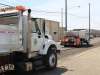 City of Yakima trucks work on a paving project on \