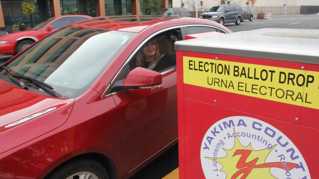 An off year election didn't deter this voter from using the drive-up Ballot box at the Yakima County Courthouse.