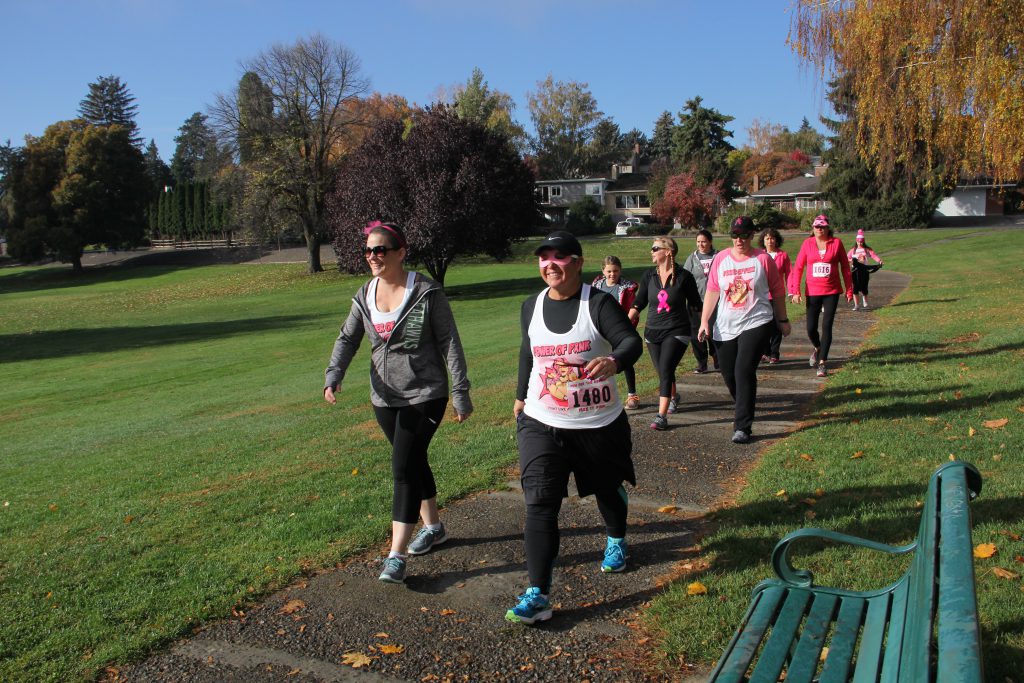 A group takes the opportunity to walk for breast cancer awareness around Yakima’s Franklin Park on another beautiful autumn day.