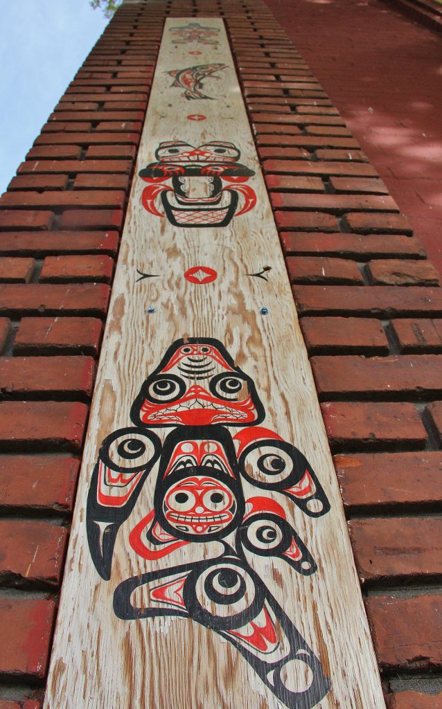 Northwest Native American Art displayed the walls of Churchill’s Books on South Second Street fits the theme for the newly designated Indigenous People’s Day in Yakima on Monday, October 10th.  