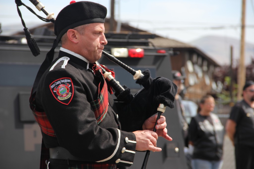 Bagpipes blow to honor fallen officers at the Law Enforcement Memorial event held on Thursday, May 15th.