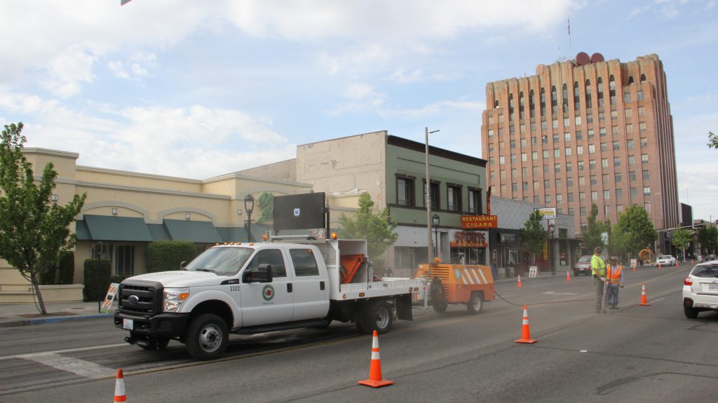 City of Yakima crews fill cracks and voids on Yakima Avenue left after a harsh winter for roads in our region.