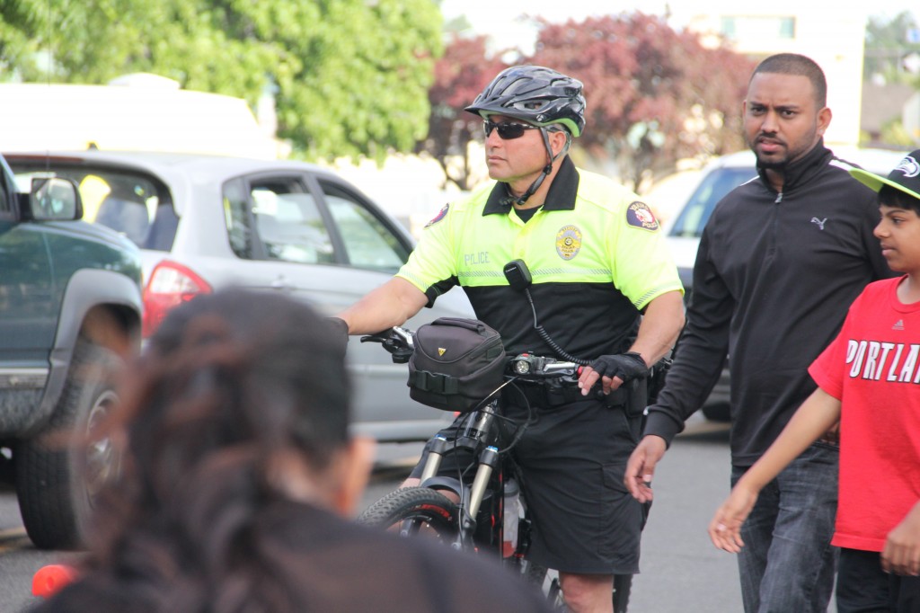 Bike Patrol Officer Gary Garza keeps an eye on the crowd at another successful Downtown Summer Nights Concert. YPD bike Patrols will continue to operate in Downtown Yakima through the summer.