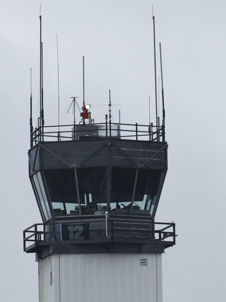 The ever vigilant 12th man keeps a hawk eye from the Tower at the Yakima Air Terminal. 