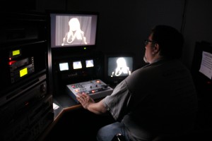 Municipal Producer Mike Brown switches camera during a taping of Yakima Agenda in the Y-PAC studios.